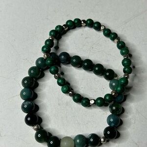 Malachite & Moss Agate Bracelet Set